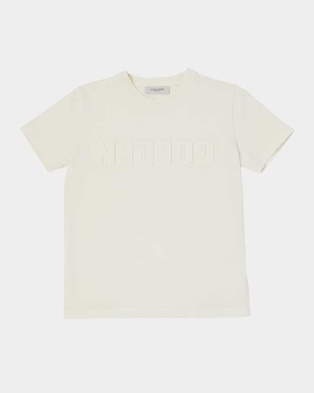 Kid's Golden Distressed Cotton Logo T-Shirt, Size 4-